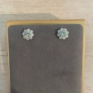 1ct Whit Gold Plated Turquoise Moissanite Earrings